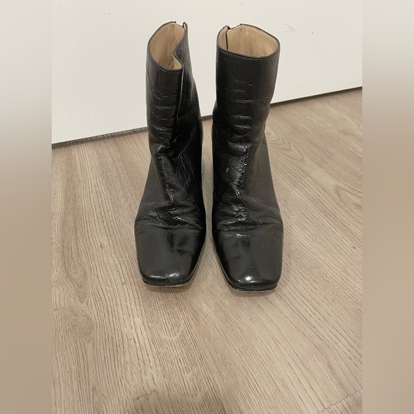 Stuart Weitzman Spain Made Womens 8 Black Leather Mid Booties Heels Boots - Picture 1 of 6